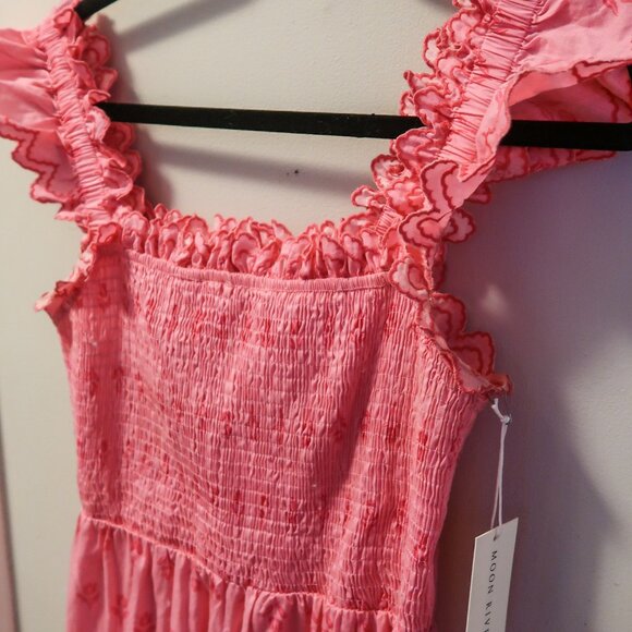 NWT Moon River 100% cotton pink midi dress - Picture 5 of 6